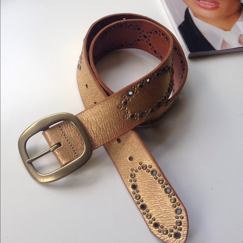 Lines Pelli golden leather belt